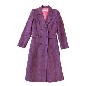 Vtg Jill Stuart Herringbone Wool Coat Womens Size XS Mad Men Retro MCM Timeless